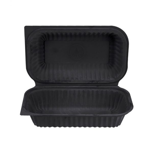 CLAMSHELL 22 OZ BLACK (BAGUETTE) BIODEGRADABLE