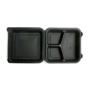 CLAMSHELL 48 OZ CON DIVISIONES BLACK BIODEGRADABLE