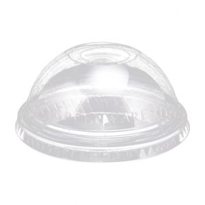 TAPA TRANSPARENTE DOMO 16 Y 24 OZ CON AGUJERO COMPOSTABLE