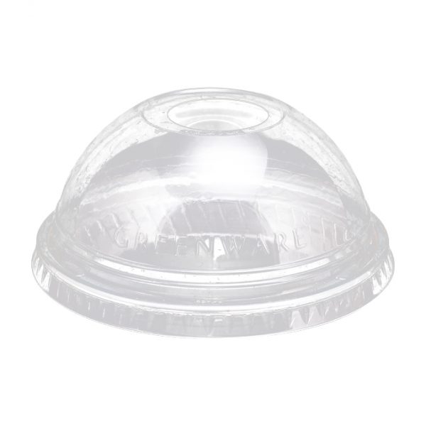 TAPA TRANSPARENTE DOMO 16 Y 24 OZ CON AGUJERO COMPOSTABLE